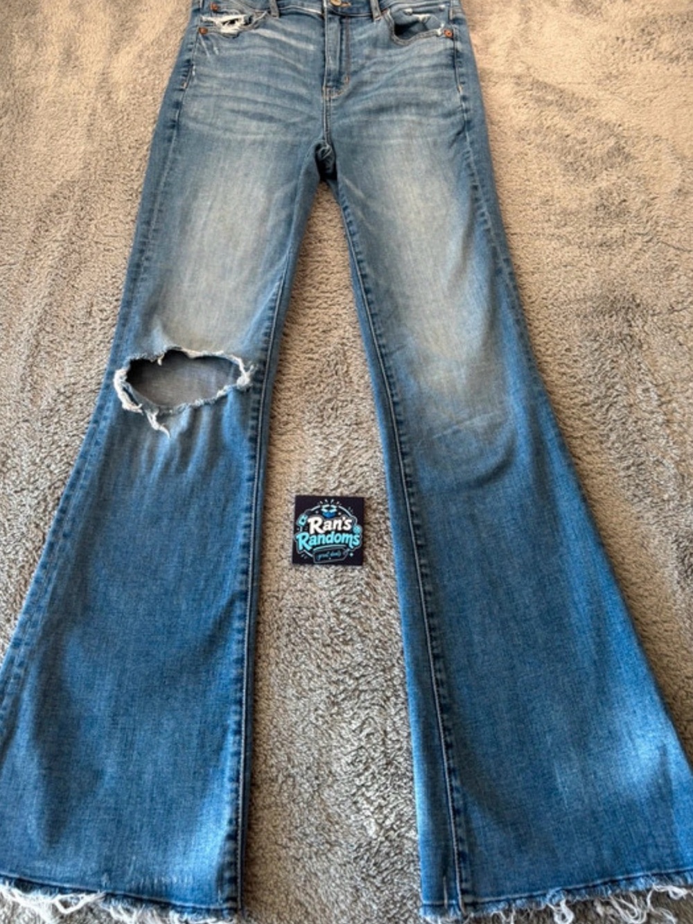 American Eagle Outfitters Medium Wash Distressed Flare Jeans